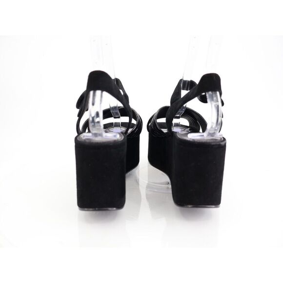 Tory Burch Bombe Cross Strap Platform Sandal Black Suede Leather Slingback 9.5 M - Picture 6 of 14